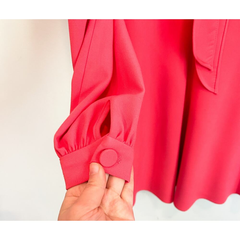 NEW Black Halo Ellen Front Tie Long Sleeve Dress Coral Size 6 - Picture 7 of 9